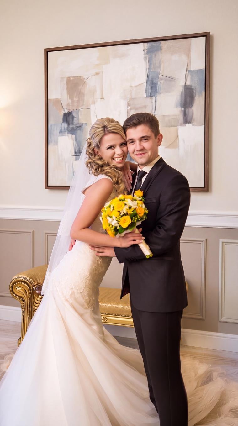 Wedding concept in a contemporary neutral interior